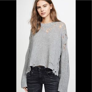 R13 Shredded Side Slit Sweater